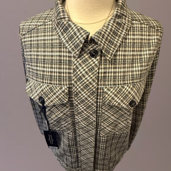 NWT Liverpool Los Angeles Plaid Zip Up Utility Jacket Size Large - Picture 3 of 6